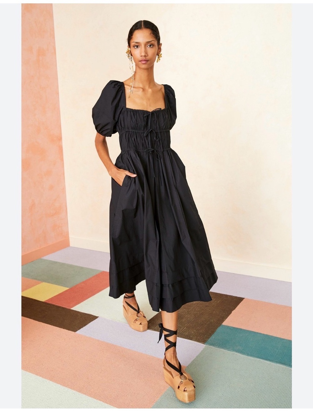Ulla Johnson Palma Dress Cotton Puff Sleeve Euro Summer Romantic Prairie Midi 4